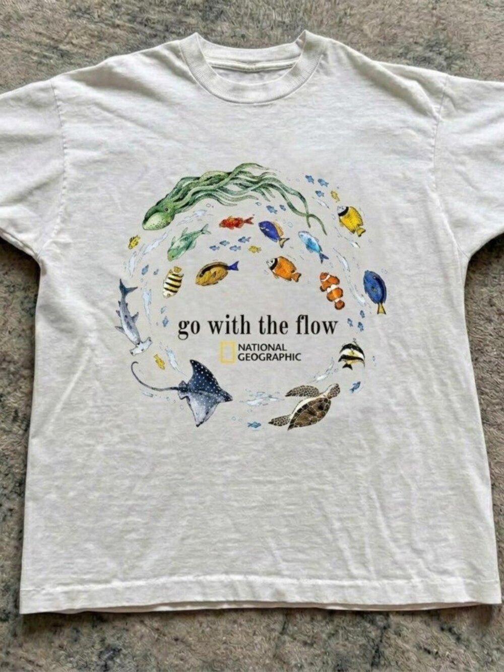 National Geographic go with the flow fishy graphic tee